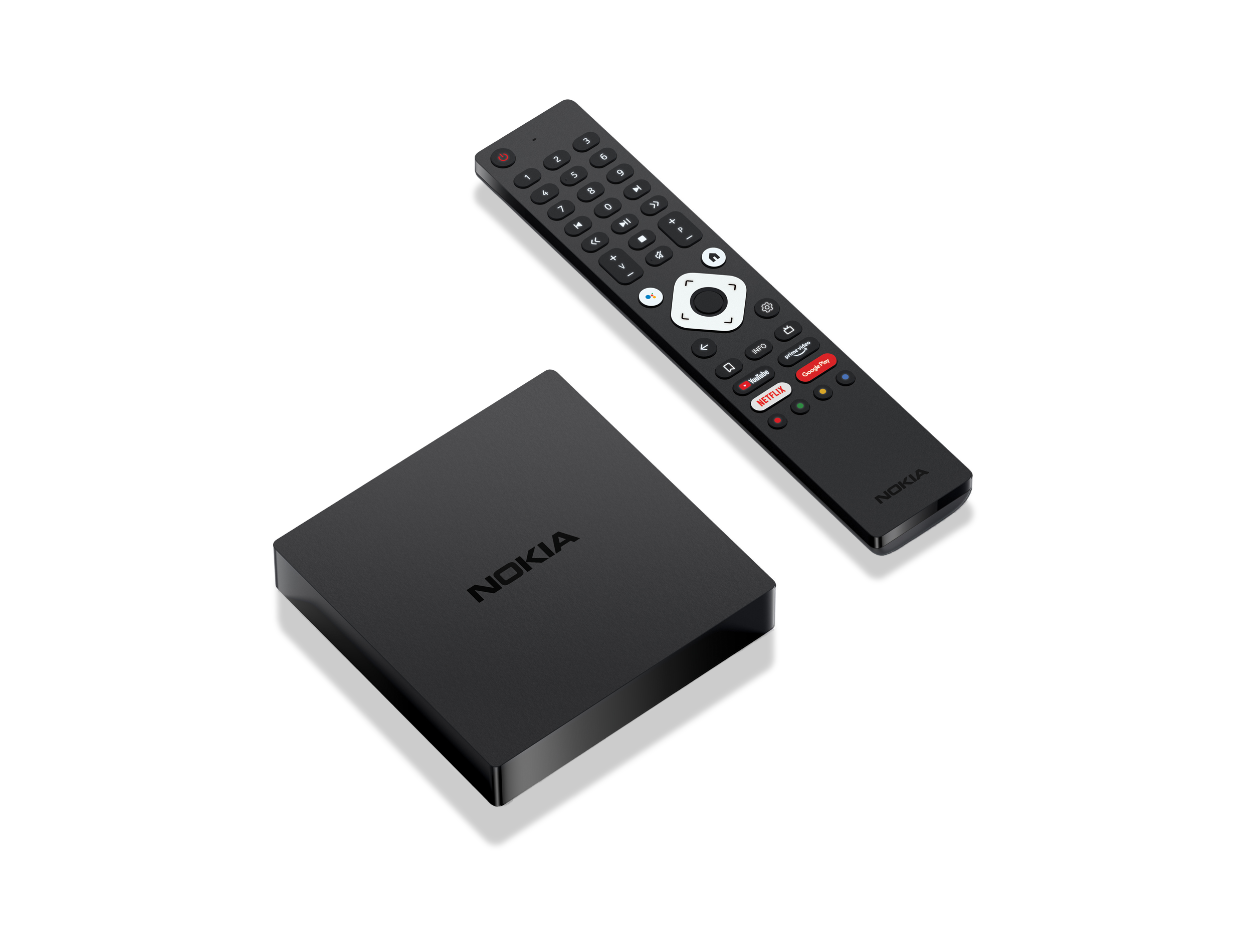 Nokia Streaming-Box mit Fernbedienung, ideal für das Streamen von Inhalten und die einfache Bedienung von Smart-TV-Funktionen.